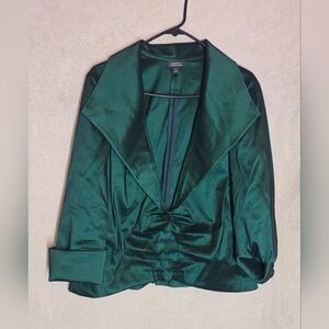Vintage Dress Barn Collection Emerald Taffeta Dress Top Size 14 Polyester/Nylon/